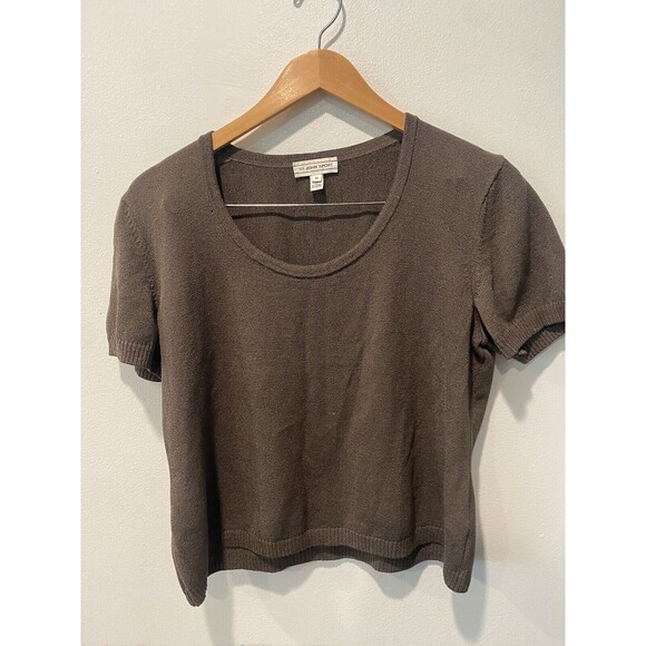 St. John Sport Knit short sleeve wool shirt Size M in brown - Picture 1 of 5